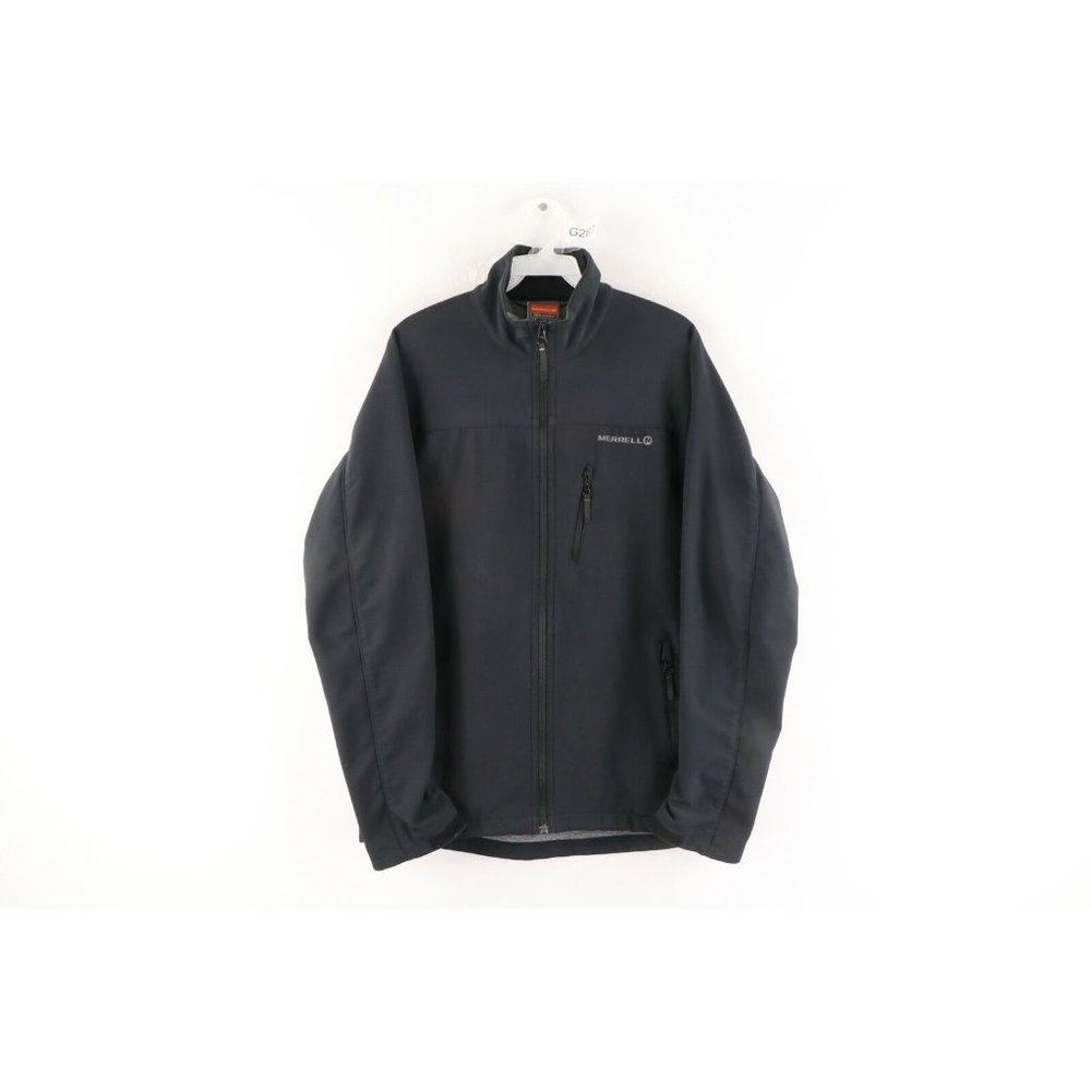 Merrell Mens Small Aeroblock Spell Out Full Zip Soft Shell Hiking Jacket Black